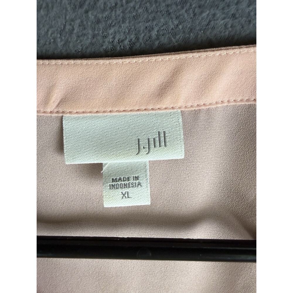 J Jill Women Pink Split Neck Tab Sleeve Asymmetrical Hem Top, XL - Picture 3 of 4